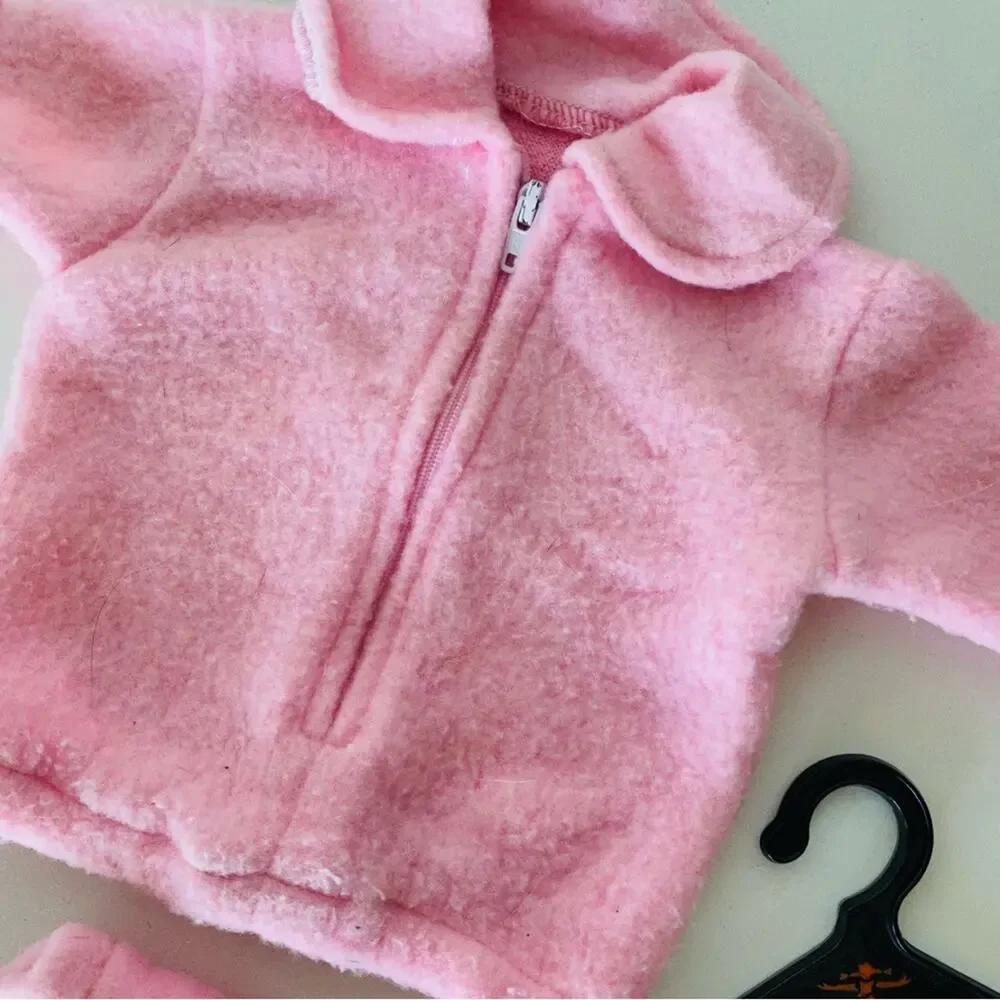 AMERICAN GIRL DOLL Bubblegum Pink Leisure Suit Fleece Lounge Jacket Pants Hanger